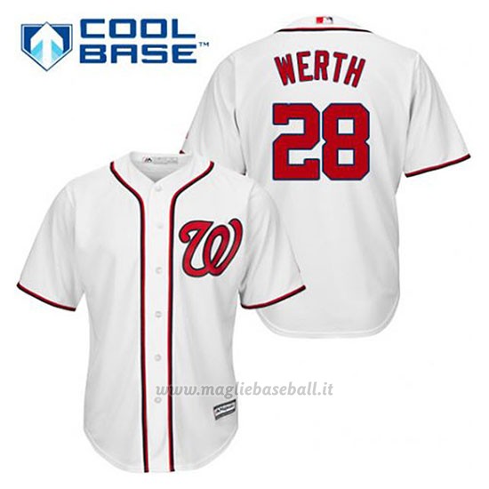 Maglia Baseball Uomo Washington Nationals Jayson Werth 28 Bianco 1ªCool Base